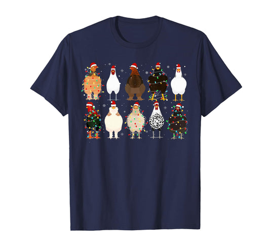 Chickens Xmas Lights Pajamas Holiday Merry Christmas Family T-Shirt