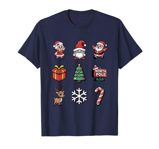Adorable Santa Gnome Reindeer Candy Cane Christmas T-Shirt