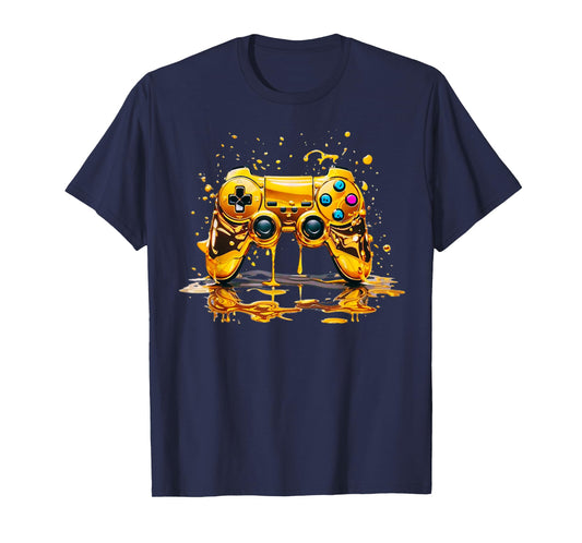 Gold Splash Video Game Controller Golden Gamer Gaming T-Shirt