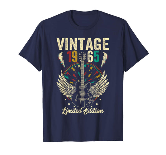 Vintage Born In 1965 60th Birthday Gifts 60 Years Old Guitar T-Shirt