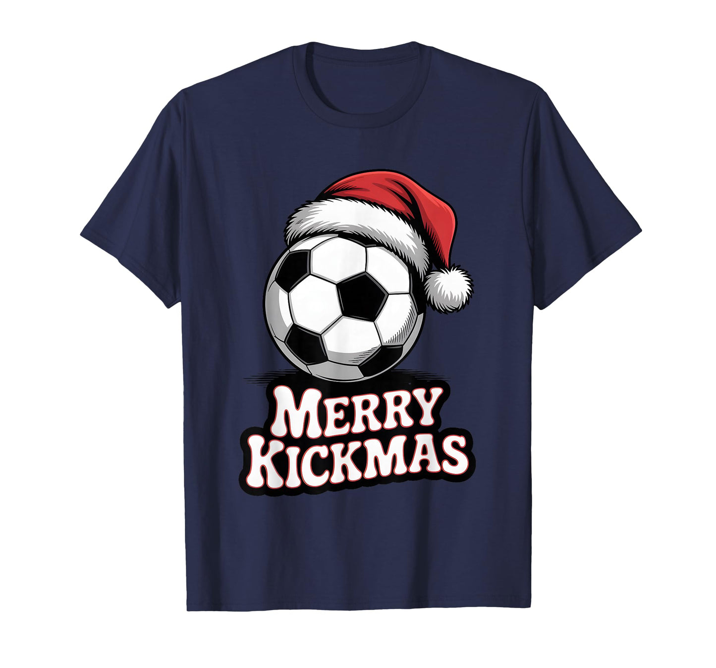 Merry Kickmas Christmas Funny Santa Soccer Ball Graphic T-Shirt