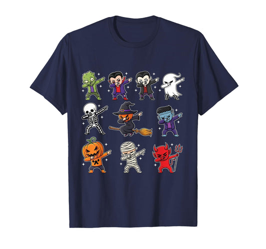 Dabbing Halloween Boys Skeleton Zombie Scary Pumpkin Mummy T-Shirt