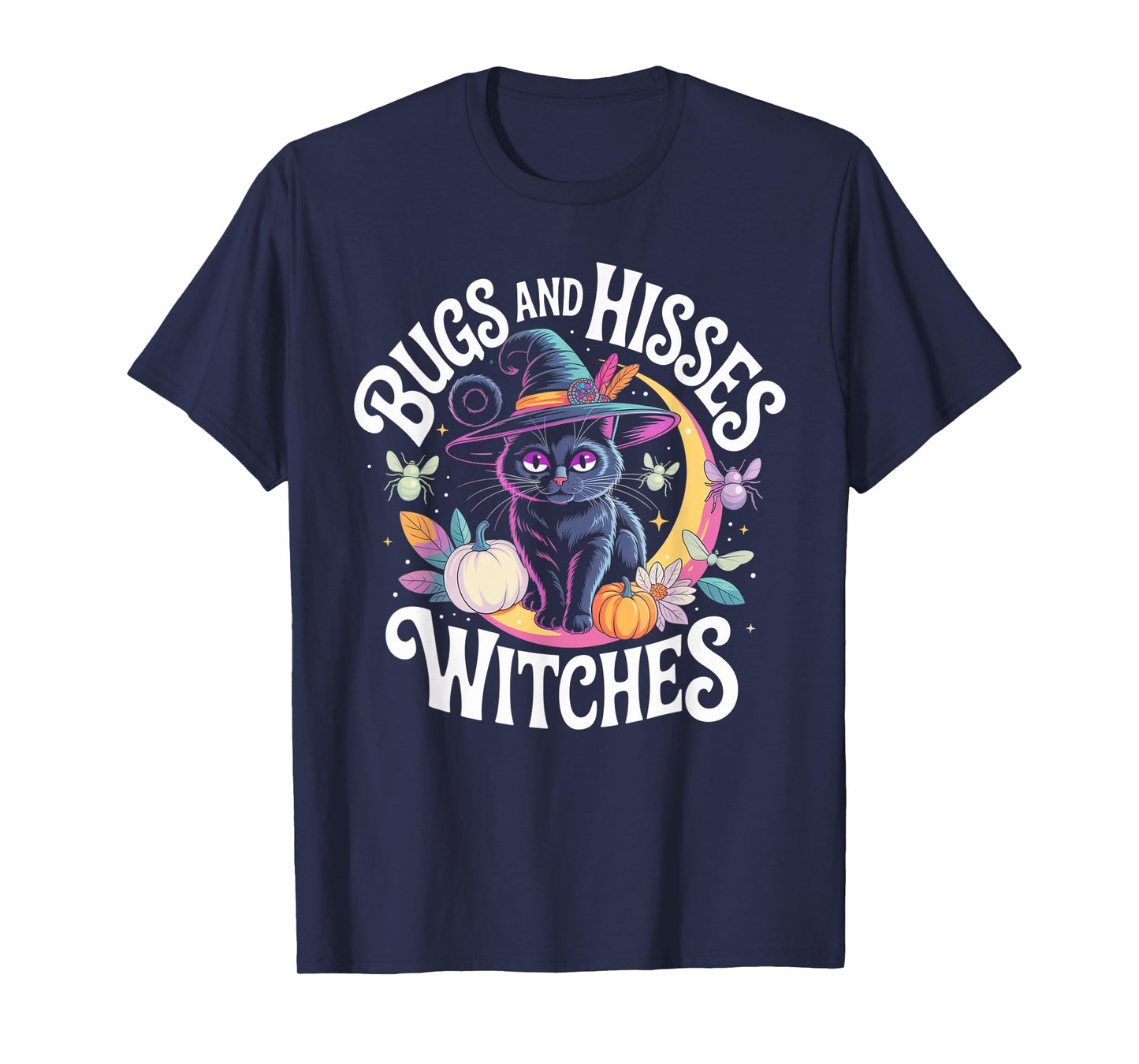 Gothic Cat Magic Flowers Witch Apparel T-Shirt