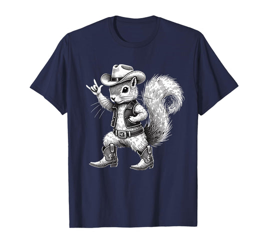 Vintage Squirrel Funny Cowboy Cowgirl Western Country Animal T-Shirt