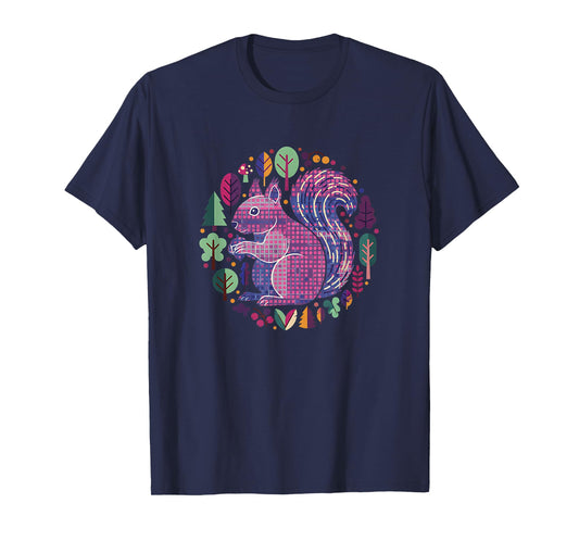 Cute Squirrel Wildlife Art Vintage Abstract Forest Animals T-Shirt