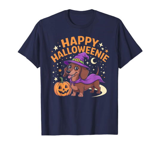 Dachshund Weiner Dog Witch Happy Halloweenie T-Shirt