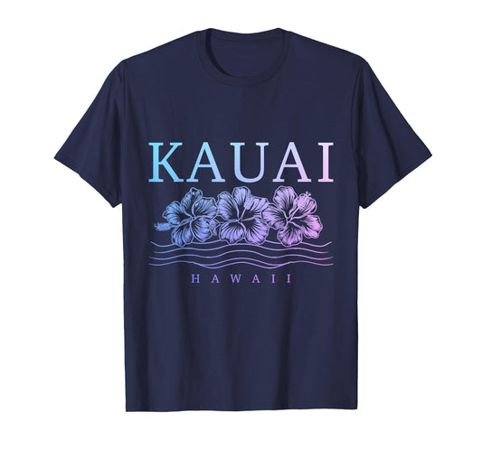 Kauai Hawaii Hawaii Hawaii Hibiscus Flowers Surfer Souvenir T-Shirt