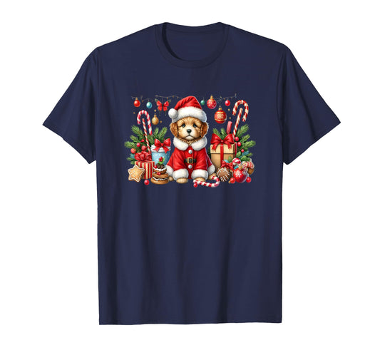 Adorable Santa Puppy Candy Canes Ornaments T-Shirt