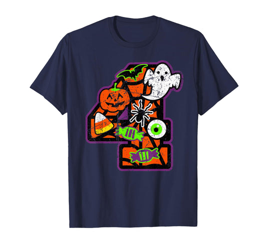 Bruh It's My 4th Birthday Halloween 4 Year Old Ghost Funny T-Shirt