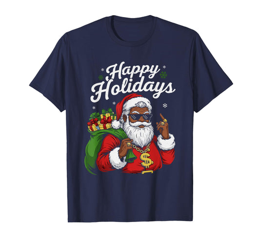 African American Santa Claus Black Christmas Cool Happy Xmas T-Shirt