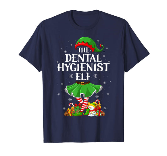 Dental Hygienist Elf Christmas Family Elf Squad Girls Women T-Shirt
