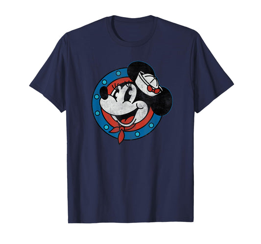 Disney Cruise Sailor Minnie Mouse Distressed Retro Vintage T-Shirt