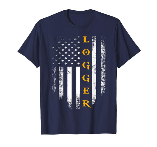 Vintage Logger With American Flag Logging/Carpenter Gift T-Shirt