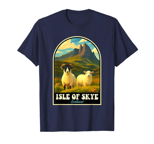 Isle of Skye Scotland Highland Sheep Vintage Travel Design T-Shirt