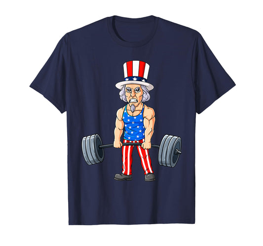 4th Of July Uncle Sam Weightlifting Funny Deadlift Fitness T-Shirt