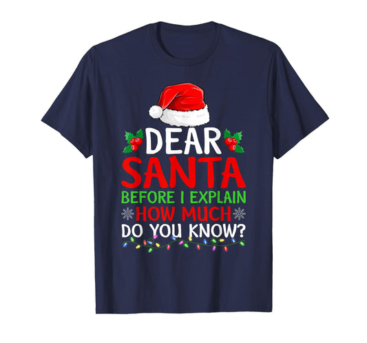 Dear Santa Before I Explain How Much Do You Know Christmas T-Shirt