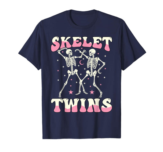 Skeletwins Dancing Skeletons Matching Halloween Twin Girls T-Shirt