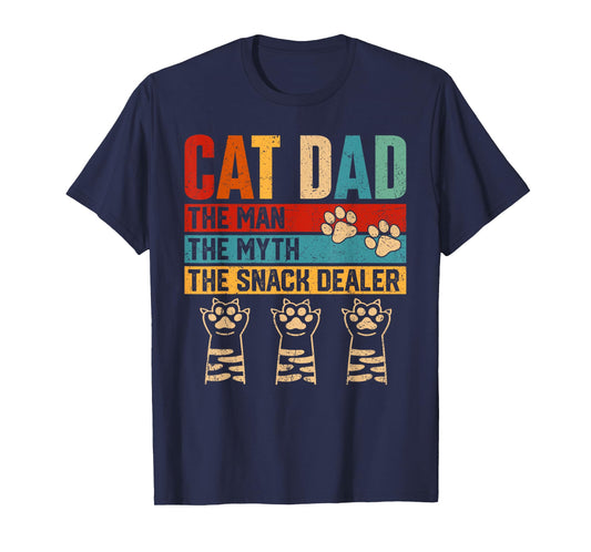 Vintage Cat Dad The Man Myth Snack Dealer Funny Fathers Day T-Shirt