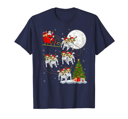 Dogs Santa Sleigh Flying Funny Magical Christmas T-Shirt