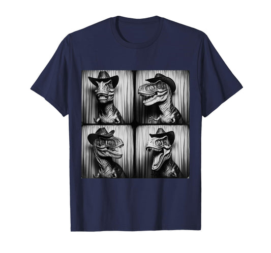 Trex In Cowboy Hat Dinosaur Dino Funny Western Photo Booth T-Shirt