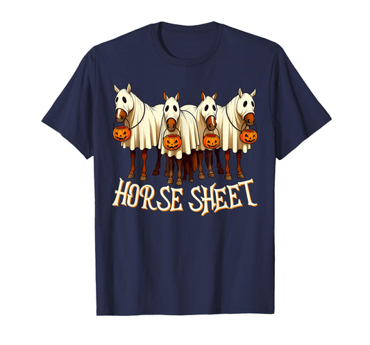 Cute Horse Sheet Ghost Horse Spooky Season Halloween Costume T-Shirt