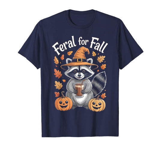 Feral for Fall Autumn Fall Pumpkin Funny Raccoon Coffee T-Shirt