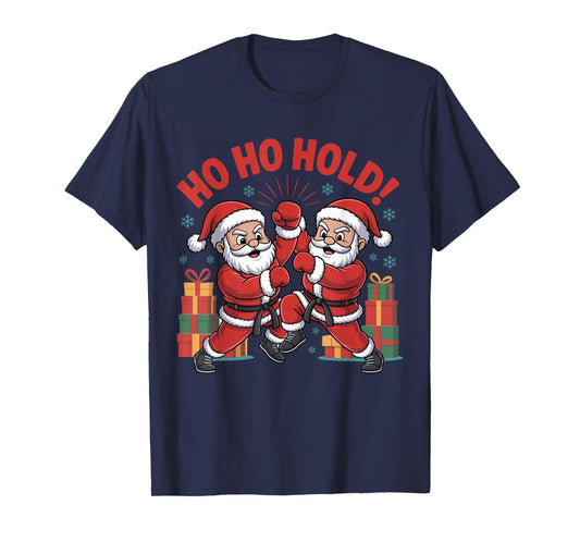 Funny Santa Playing Karate Martial Art Christmas Xmas Pajama T-Shirt
