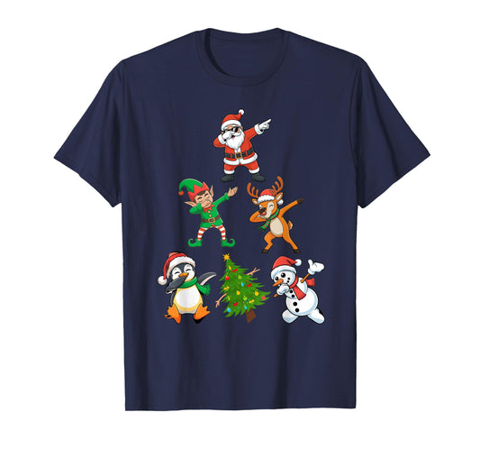 Dabbing Santa Elf Reindeer Xmas Tree Snowman Funny Xmas Dab T-Shirt