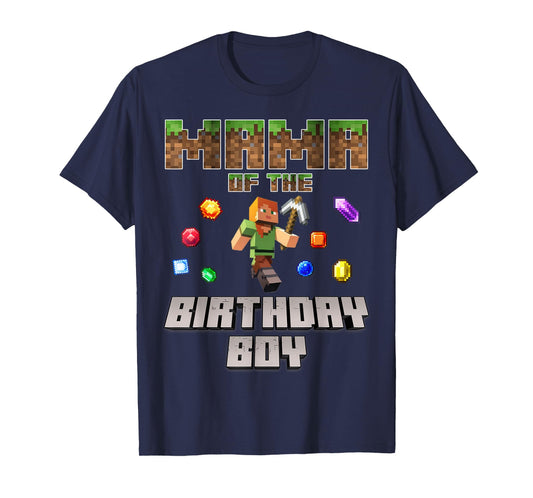 Mama Of The Birthday Boy Video Gamer Pixel Number T-Shirt