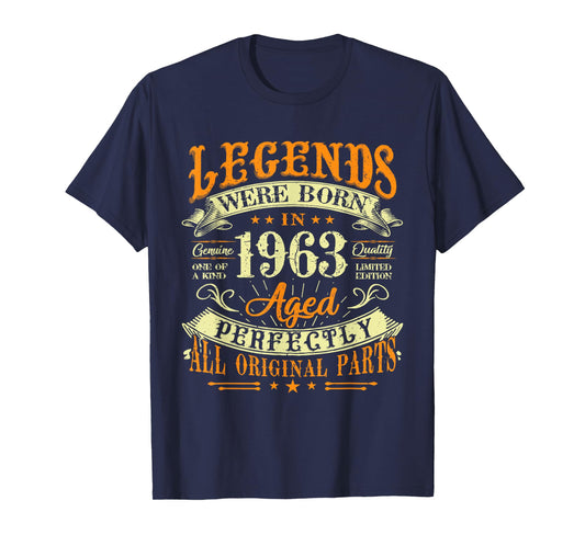 62th Birthday Vintage Legends Born In 1963 62 Years Old T-Shirt