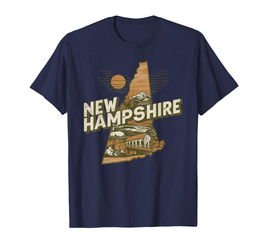 New Hampshire Souvenirs for Men, Women & Kids New Hampshire Retro State T-Shirt - Black, Small