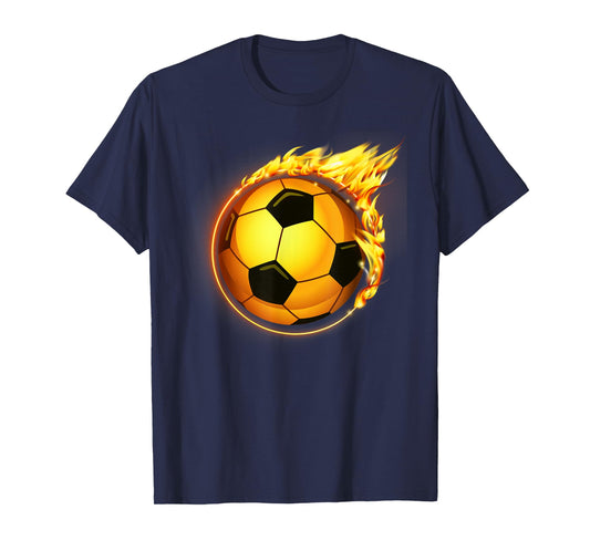 Flaming Soccer Ball Flames Soccer Goal T-Shirt