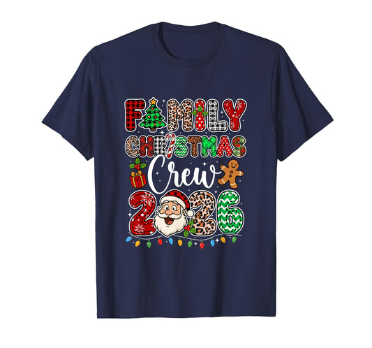 Family Christmas Crew 2026 Leopard Funny Santa Family Kids T-Shirt