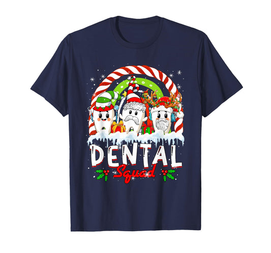 Dental Squad Xmas Three Santa Reindeer Elf Teeth Dentist T-Shirt