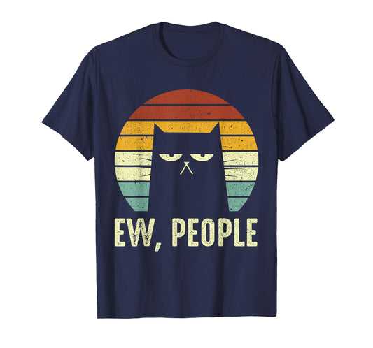 Ew People Retro Funny Black Cats Funny Meowy T-Shirt