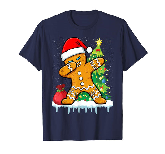 Dabbing Gingerbread Santa Christmas Boys Men Xmas Cookie T-Shirt