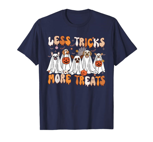 Less Tricks More Treats Spooky Ghost Dogs Vet Tech T-Shirt