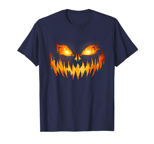 Scary Spooky Jack O Lantern Face Pumpkin Halloween Men Boys T-Shirt