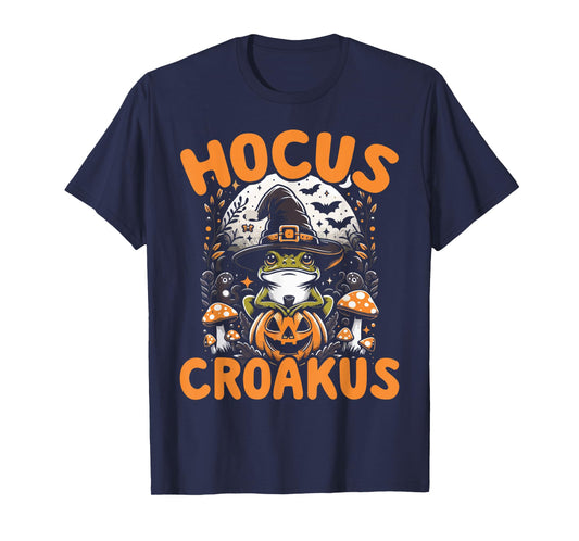 Halloween Frog Witch Pun Hocus Croakus Toad Lover Costume T-Shirt