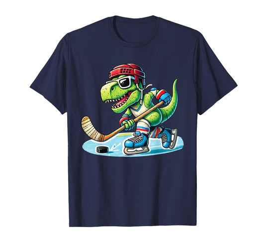 Hockeysaurus Dinosaur Ice Hockey Trex Kids Boys Ice Hockey T-Shirt