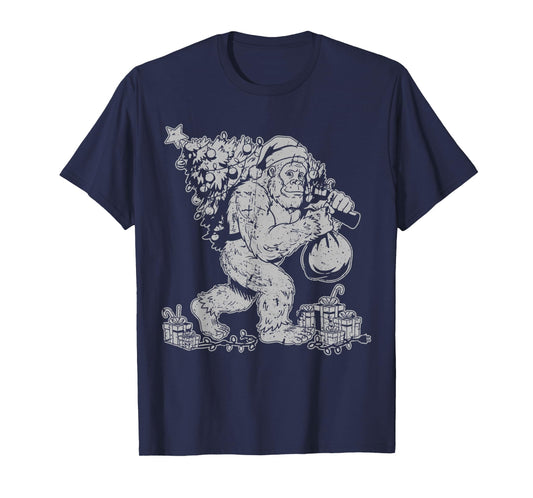 Family Christmas Bigfoot Sasquatch Winter Tree T-Shirt