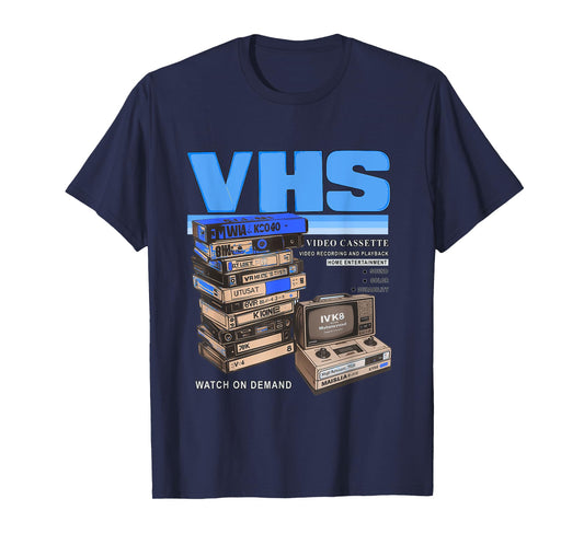 Blue VHS and Chill Blue Color Graphic T-Shirt