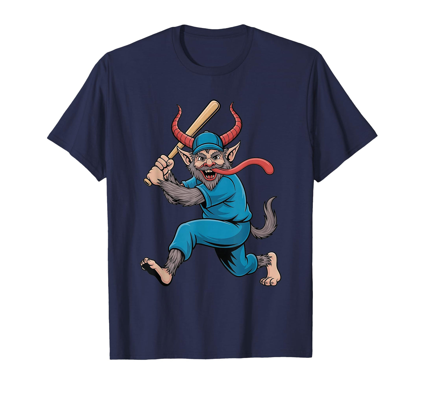 Evil Krampus Playing Baseball Santa Claus Christmas Sport T-Shirt