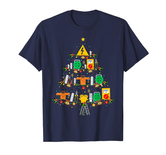 Electrical Tools Xmas Tree Lights Electrician Christmas T-Shirt