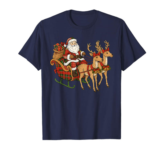 Merry Christmas Santa Reindeer Snowman Family Men Women Kids T-Shirt