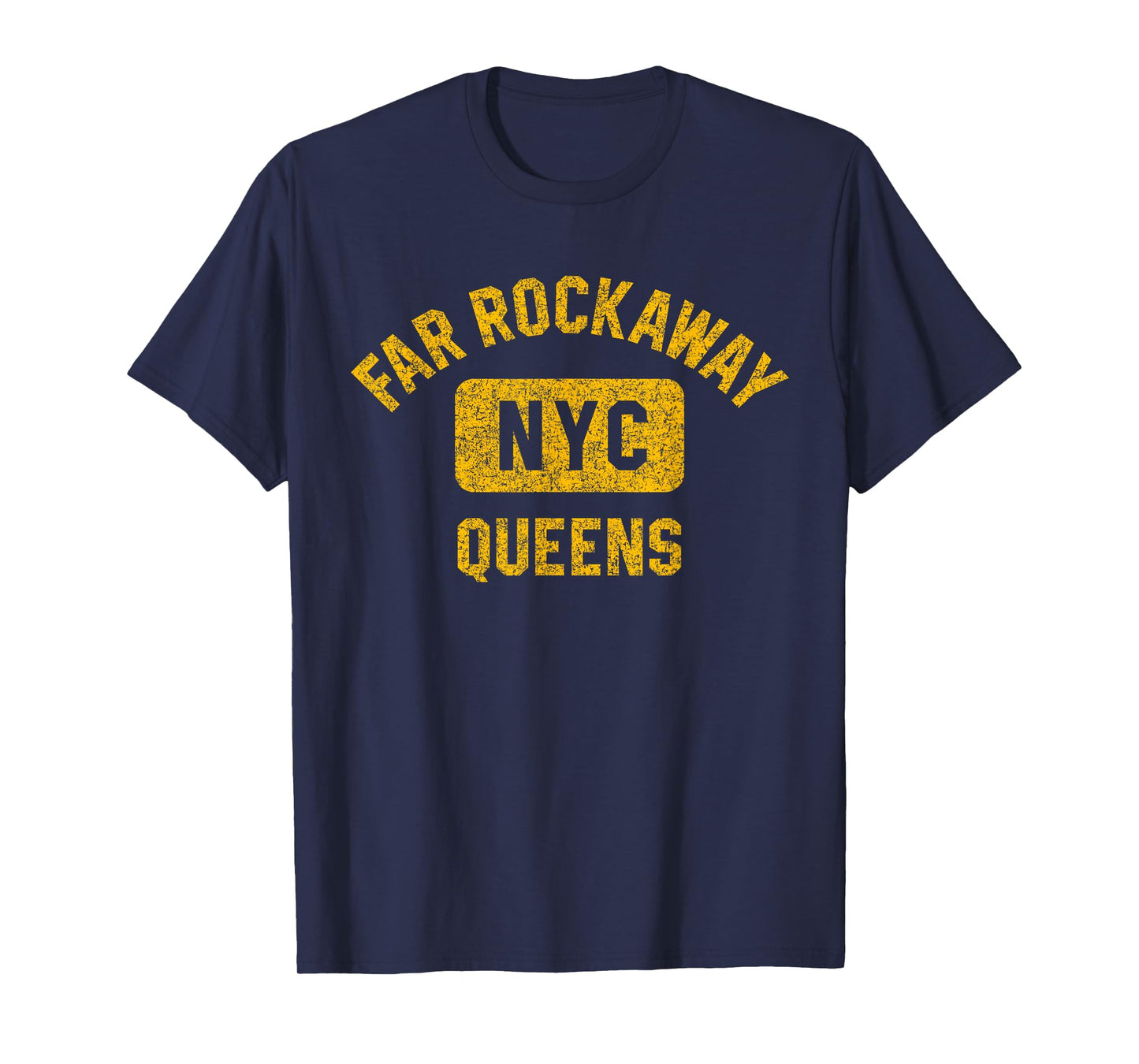 Far Rockaway Queens NYC Gym Style Distressed Amber Print T-Shirt