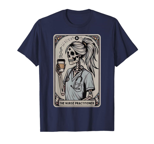 Nurse Practitioner Tarot Card Skeleton Halloween Witch Vibes T-Shirt
