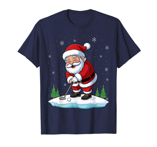 Christmas Golf Santa Claus Swing Funny T-Shirt
