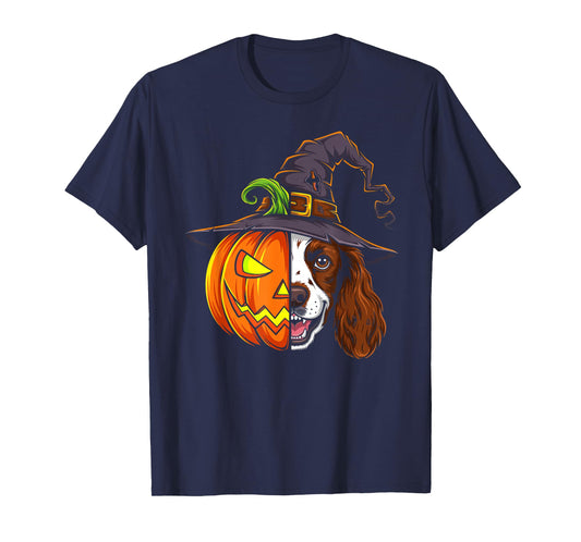 English Springer Spaniel Pumpkin Halloween Kids Mens Womens T-Shirt
