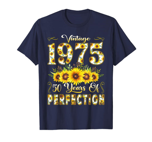 50 Year Old Vintage 1975 Sunflower 50th Birthday Girl Women T-Shirt